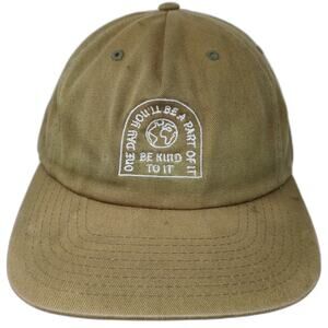 Everlane You Know Baseball Cap Green OSFM Leather Strapback Be Kind Globe Hat